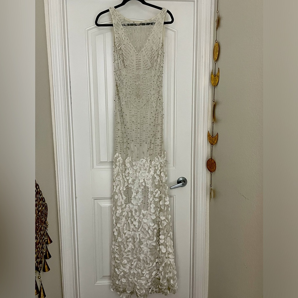 Thea Beaded Column with 3D appliqué Bridal Gown